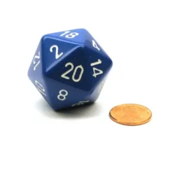 Dice>34mm Large 20-Sided D20 Opaque Chessex Dice, 1 Die - Blue with White Numbers - Your Source for Gaming Essentials