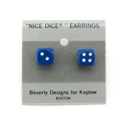 Dice>10mm Post Stud Dice Earrings - Opaque Blue with White Pips - Your Source for Gaming Essentials