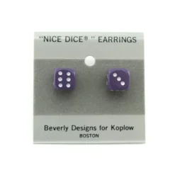 Dice>10mm Post Stud Dice Earrings - Opaque Purple with White Pips - Your Source for Gaming Essentials
