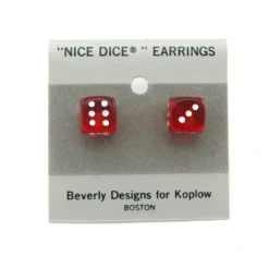 Dice>10mm Post Stud Dice Earrings - Transparent Red with White Pips - Your Source for Gaming Essentials