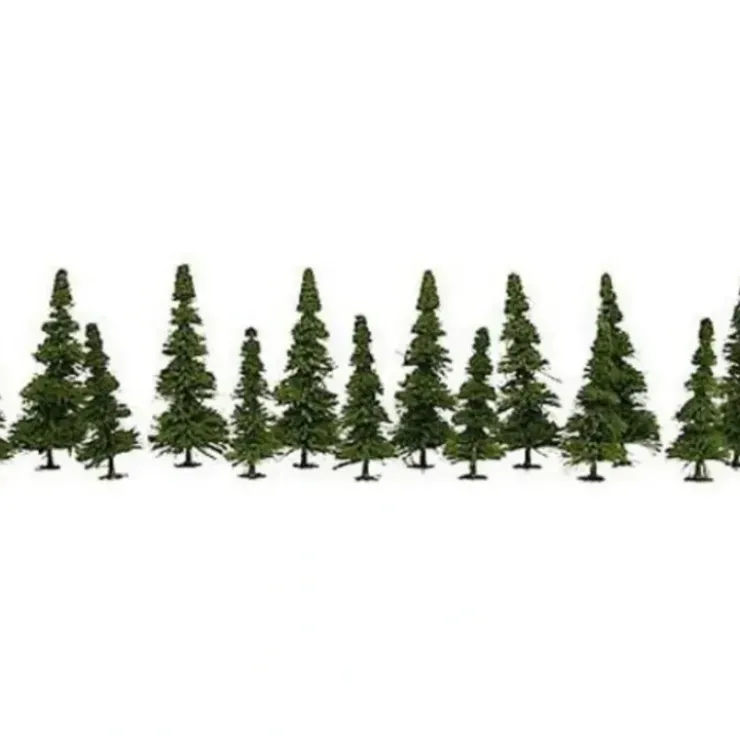 Model Power 1415 Assorted Green Pine Trees (Set of 14) - Your Source for Gaming Essentials* Trains