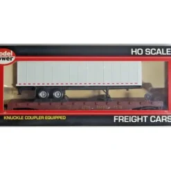 Model Power 98362 HO SF/Unlettered 50' Flatcar W/40' Trailer W/Knuckle Couplers - Your Source for Gaming Essentials* Trains