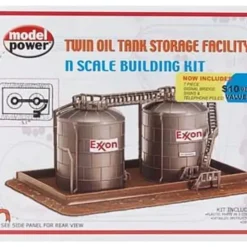 Model Power 1471 N Twin Oil Tank Storage Facility Kit - Your Source for Gaming Essentials* Trains