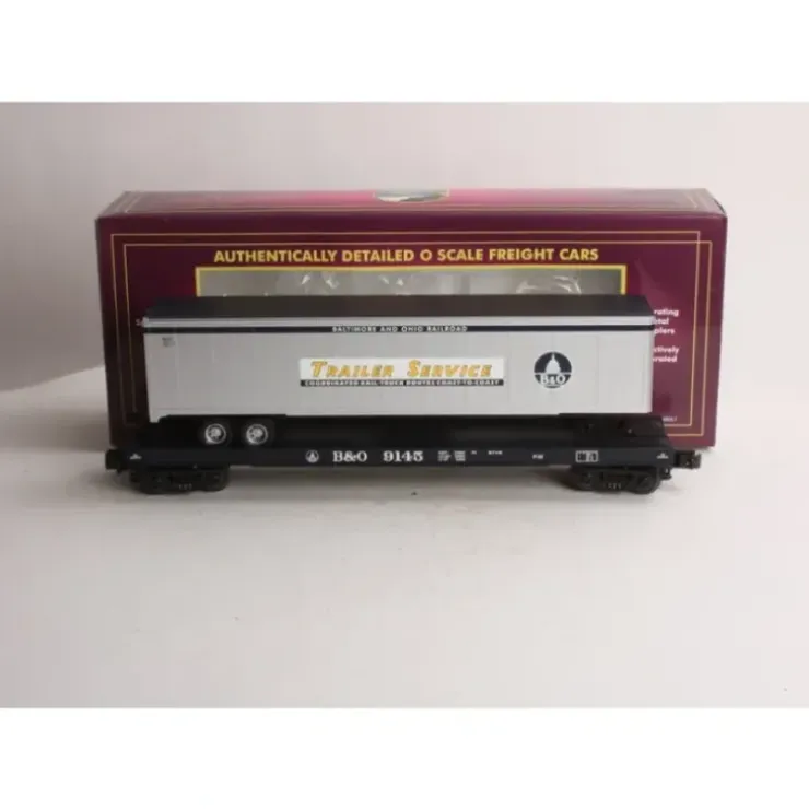 MTH 20-98115 O Gauge Baltimore & Ohio Flatcar with 48' Piggyback Trailer #9145 EX/Box - Your Source for Gaming Essentials* Trains