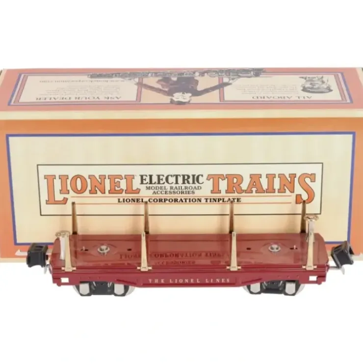 MTH 11-70018 O Gauge No.2811 Maroon Tinplate Flatcar with Stakes - Your Source for Gaming Essentials* Trains