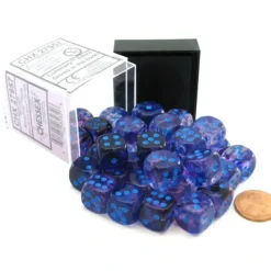 Dice>Nebula 12mm D6 Dice Block (36 Dice) - Nocturnal with Blue Pips - Your Source for Gaming Essentials