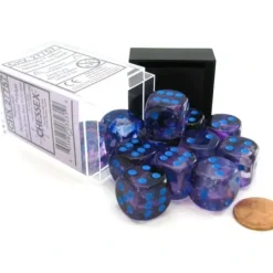 Dice>Nebula 16mm D6 Dice Block (12 Dice) - Nocturnal with Blue Pips - Your Source for Gaming Essentials
