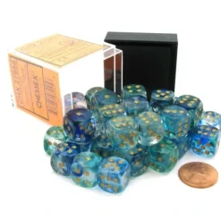 Dice>Nebula 12mm D6 Dice Block (36 Dice) - Oceanic with Gold Pips - Your Source for Gaming Essentials