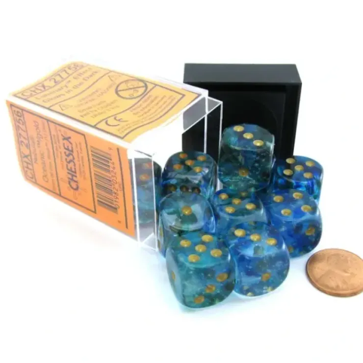 Dice>Nebula 16mm D6 Dice Block (12 Dice) - Oceanic with Gold Pips - Your Source for Gaming Essentials