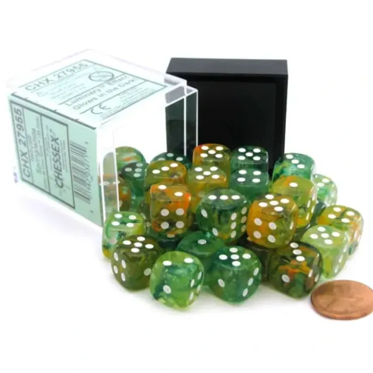 Dice>Nebula 12mm D6 Dice Block (36 Dice) - Spring with White Pips - Your Source for Gaming Essentials