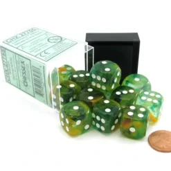 Dice>Nebula 16mm D6 Dice Block (12 Dice) - Spring with White Pips - Your Source for Gaming Essentials