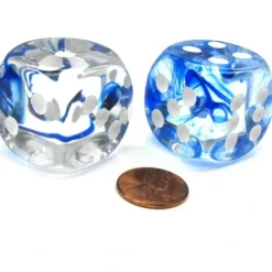 Dice>Nebula 30mm Large D6 Chessex Dice, 2 Pieces - Dark Blue with White Pips - Your Source for Gaming Essentials