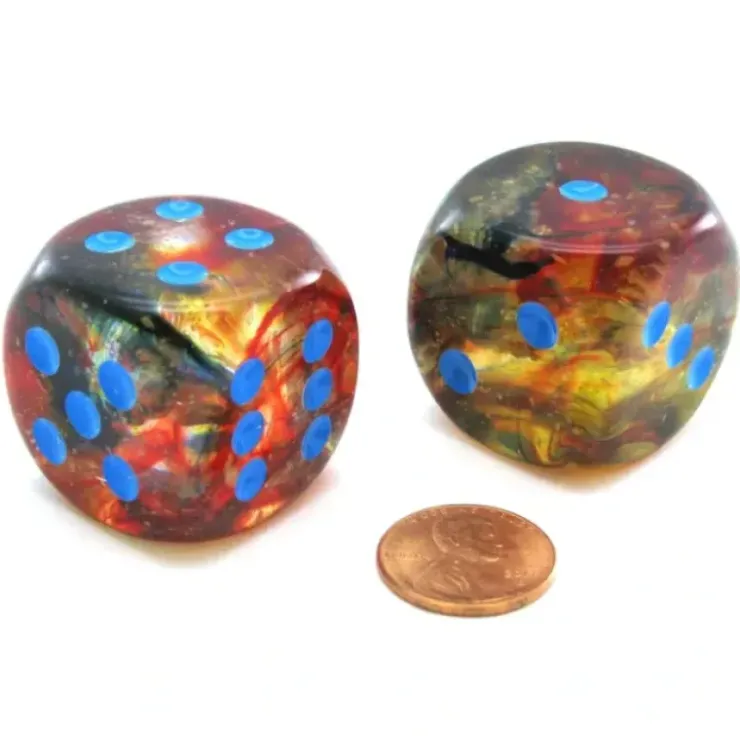 Dice>Nebula 30mm Large D6 Dice, 2 Pieces - Primary with Blue Pips - Your Source for Gaming Essentials