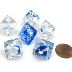 Dice>Nebula 15mm 8 Sided D8 Chessex Dice, 6 Pieces - Dark Blue with White Numbers - Your Source for Gaming Essentials