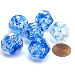 Dice>Nebula 18mm 12 Sided D12 Chessex Dice, 6 Pieces - Dark Blue with White - Your Source for Gaming Essentials