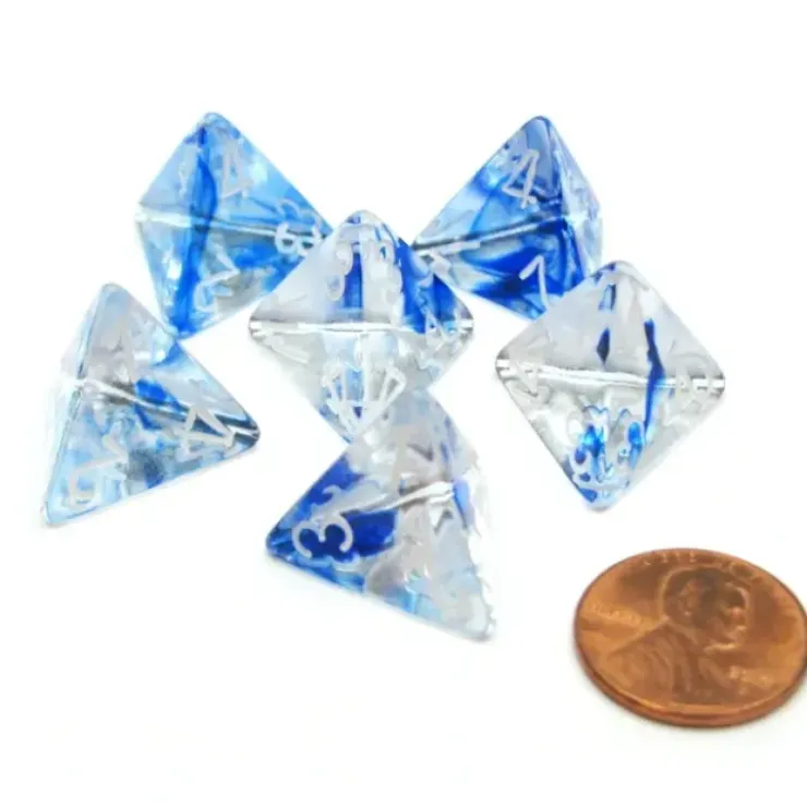 Dice>Nebula 18mm 4 Sided D4 Chessex Dice, 6 Pieces - Dark Blue with White - Your Source for Gaming Essentials