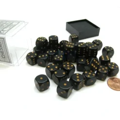 Dice>Opaque 12mm D6 Chessex Dice Block (36 Die) - Black with Gold Pips - Your Source for Gaming Essentials