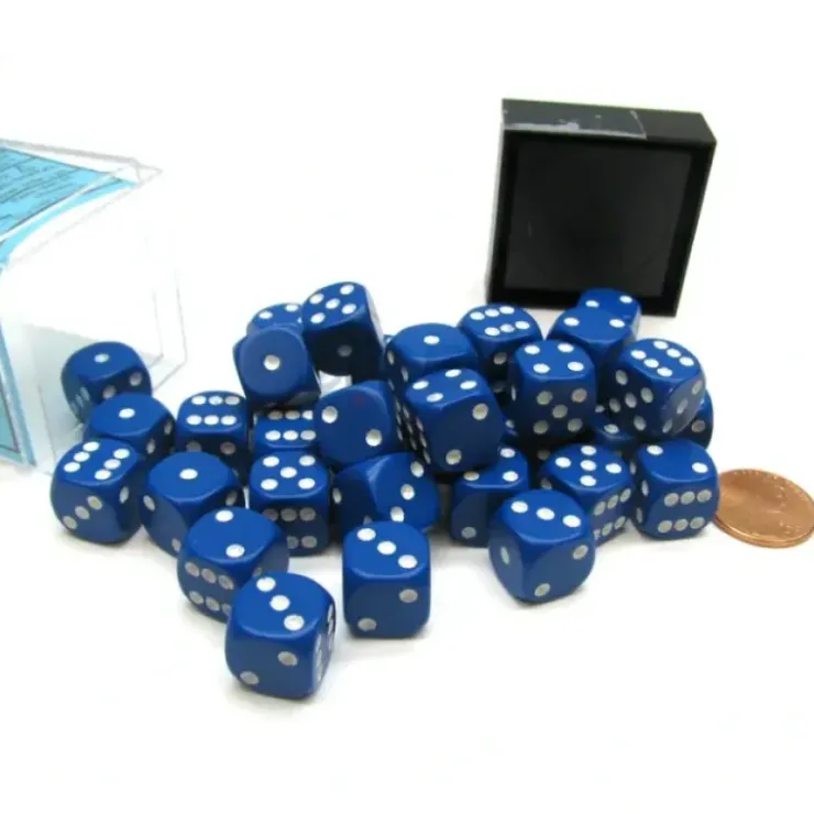 Dice>Opaque 12mm D6 Chessex Dice Block (36 Die) - Blue with White Pips - Your Source for Gaming Essentials