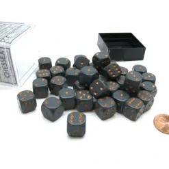 Dice>Opaque 12mm D6 Chessex Dice Block (36 Die) - Dark Grey with Copper Pips - Your Source for Gaming Essentials