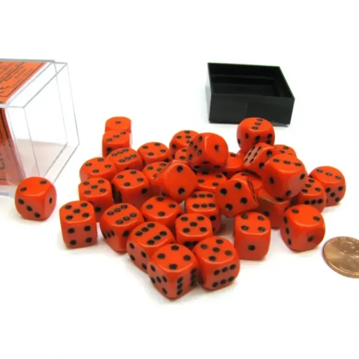 Dice>Opaque 12mm D6 Chessex Dice Block (36 Die) - Orange with Black Pips - Your Source for Gaming Essentials
