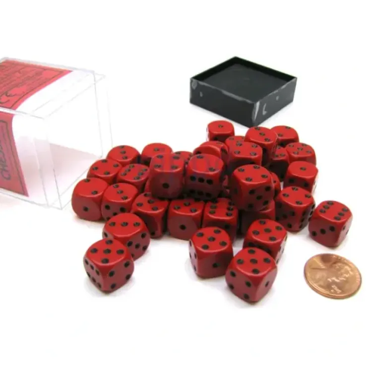 Dice>Opaque 12mm D6 Chessex Dice Block (36 Die) - Red with Black Pips - Your Source for Gaming Essentials