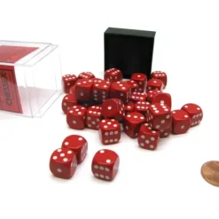 Dice>Opaque 12mm D6 Chessex Dice Block (36 Die) - Red with White Pips - Your Source for Gaming Essentials