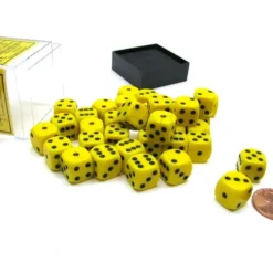 Dice>Opaque 12mm D6 Chessex Dice Block (36 Die) - Yellow with Black Pips - Your Source for Gaming Essentials
