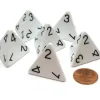 Dice>Opaque 26mm D4 Large Jumbo Numbered Dice, 6 Pieces - White with Black Numbers - Your Source for Gaming Essentials