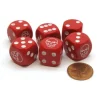 Dice>Opaque 16mm D6 Skull Face Dice, 6 Pieces -Red with White Skull on the Ace Side - Your Source for Gaming Essentials