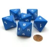 Dice>Opaque 25mm 8 Sided D8 Large Jumbo Numbered Dice, 6 Pieces - Blue with White - Your Source for Gaming Essentials
