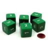 Dice>Opaque 25mm 6 Sided D6 Large Jumbo Numbered Dice, 6 Pieces - Green with White - Your Source for Gaming Essentials