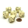 Dice>Opaque 20mm 10 Sided D10 Spotted Pip Dice, 6 Pieces - Ivory with Black Spots - Your Source for Gaming Essentials