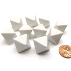 Dice>Opaque Polyhedral Bag Of 10 Blank White 15mm D8 Chessex Dice - Your Source for Gaming Essentials