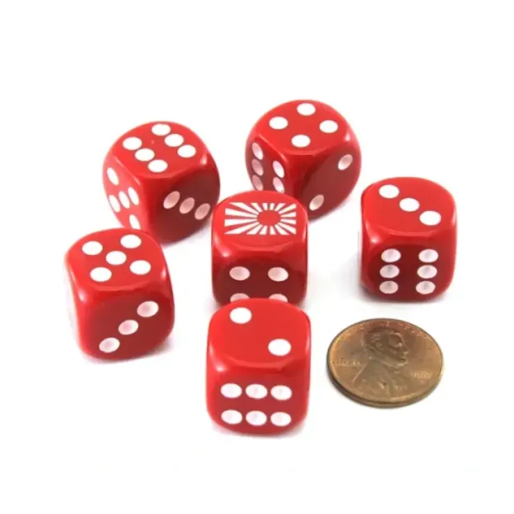 Dice>Pack of 6 Chessex Axis and Allies 16mm D6 Japan Dice - Red with White Pips - Your Source for Gaming Essentials