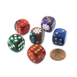 Dice>Pack of 6 Chessex Custom Engraved 16mm D6 Assorted Style Dice - Arrows of Chaos - Your Source for Gaming Essentials