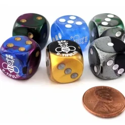 Dice>Pack of 6 Chessex Custom Engraved 16mm D6 Assorted Style Dice - Bee-u-tiful - Your Source for Gaming Essentials