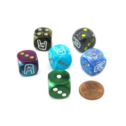 Dice>Pack of 6 Chessex Custom Engraved 16mm D6 Assorted Style Dice - Horns - Your Source for Gaming Essentials