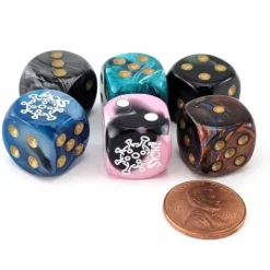 Dice>Pack of 6 Chessex Custom Engraved 16mm D6 Assorted Style Dice - Sick! Virus - Your Source for Gaming Essentials