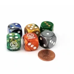 Dice>Pack of 6 Chessex Custom Engraved 16mm D6 Assorted Style Dice - Tasty! Face - Your Source for Gaming Essentials