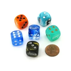 Dice>Pack of 6 Chessex Custom Engraved 16mm D6 Assorted Style Funny Meme Dice - Damn! - Your Source for Gaming Essentials