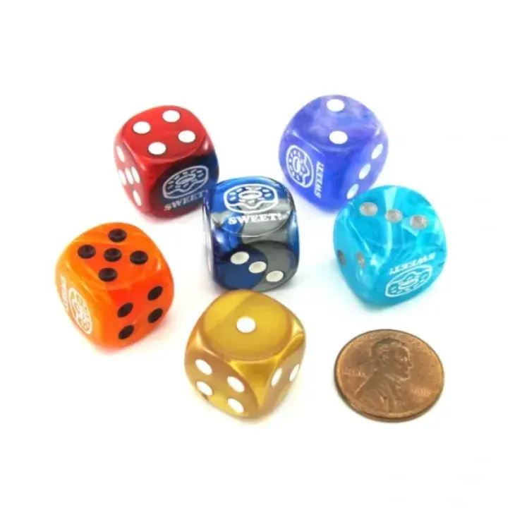 Dice>Pack of 6 Chessex Custom Engraved 16mm D6 Assorted Style Funny Meme Dice - Sweet - Your Source for Gaming Essentials