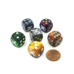 Dice>Pack of 6 Chessex Custom Engraved 16mm D6 Assorted Style Military Dice - Navy - Your Source for Gaming Essentials