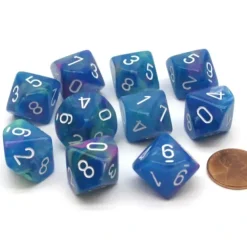 Dice>Pack of 10 Chessex Festive D10 Dice - Waterlily with White Numbers - Your Source for Gaming Essentials