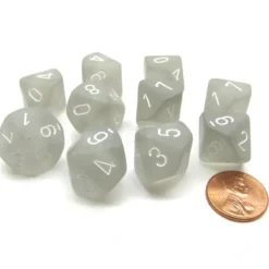 Dice>Pack Of 10 Chessex Frosted D10 Dice - Light Smoke with White Numbers - Your Source for Gaming Essentials