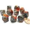 Dice>Pack Of 10 Chessex Gemini D10 Dice - Orange-Steel with Gold Numbers - Your Source for Gaming Essentials