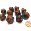 Dice>Pack Of 10 Chessex Gemini D10 Dice - Red-Teal with Gold Numbers - Your Source for Gaming Essentials