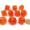 Dice>Pack of 10 Chessex Ghostly Glow D10 Dice - Orange with Yellow Numbers - Your Source for Gaming Essentials
