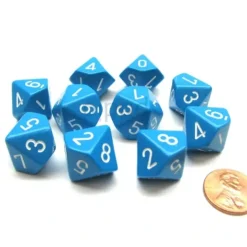 Dice>Pack Of 10 Chessex Opaque D10 Dice - Light Blue with White Numbers - Your Source for Gaming Essentials