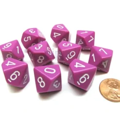 Dice>Pack Of 10 Chessex Opaque 10 Sided D10 Dice - Light Purple with White Numbers - Your Source for Gaming Essentials