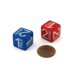 Dice>Pack of 2 Custom Engraved Heads and Tails Dice - 3 Heads, 3 Tails (Colors Vary) - Your Source for Gaming Essentials